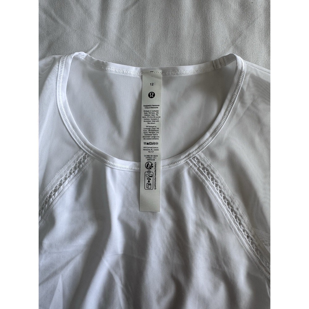 New Lululemon Sculpt Cropped Tank Top Lace Trim White Size 12 $68 Lightweight - Picture 6 of 9